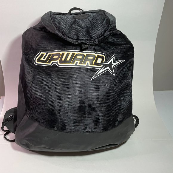 Upward Sports Backsack Black w/Wht & Yellow Lettered Logo Drawstring Unisex - Picture 4 of 5